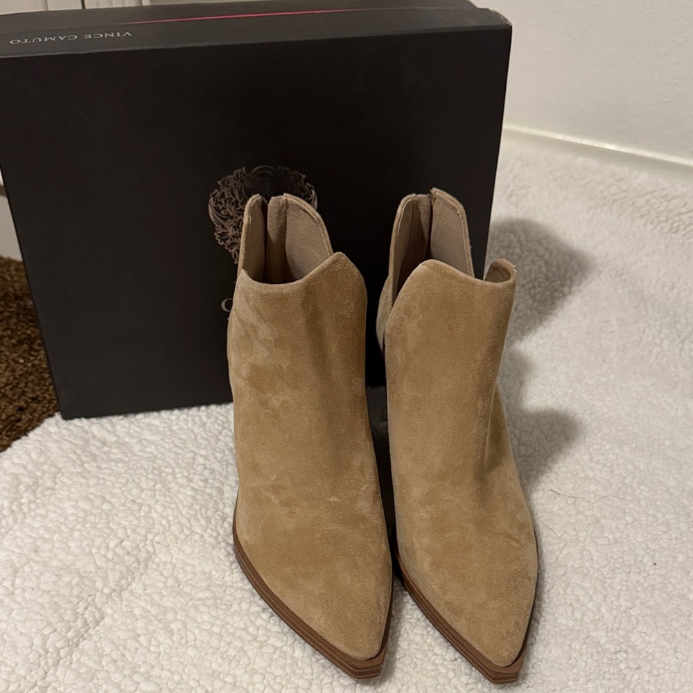 Vince Camuto Camel Suede Ankle Booties